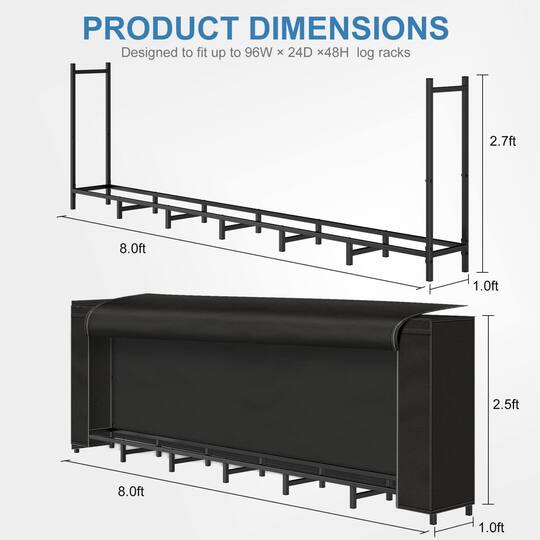 NEX™ Outdoor Firewood Rack with Cover Combo Set